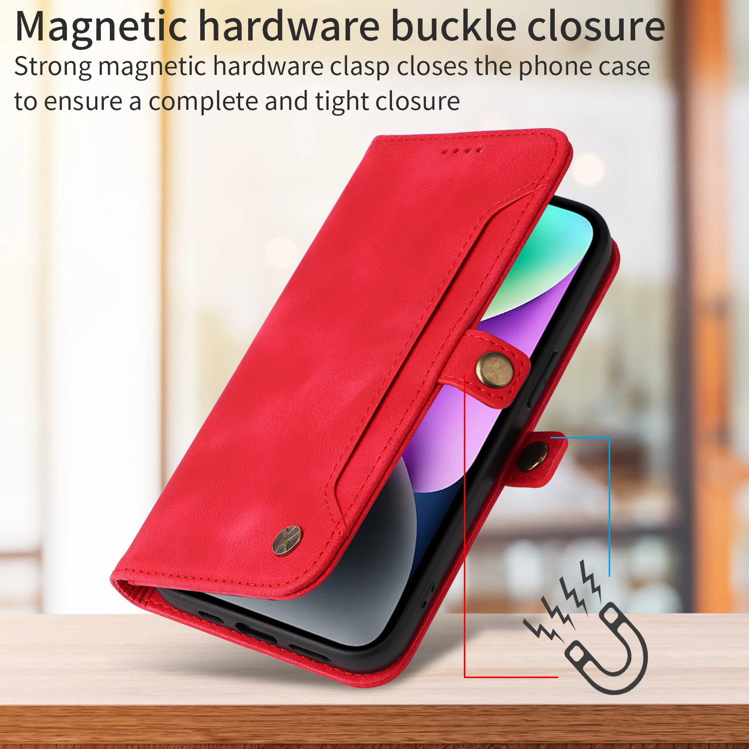 Leather Magnetic Flip Wallet Case