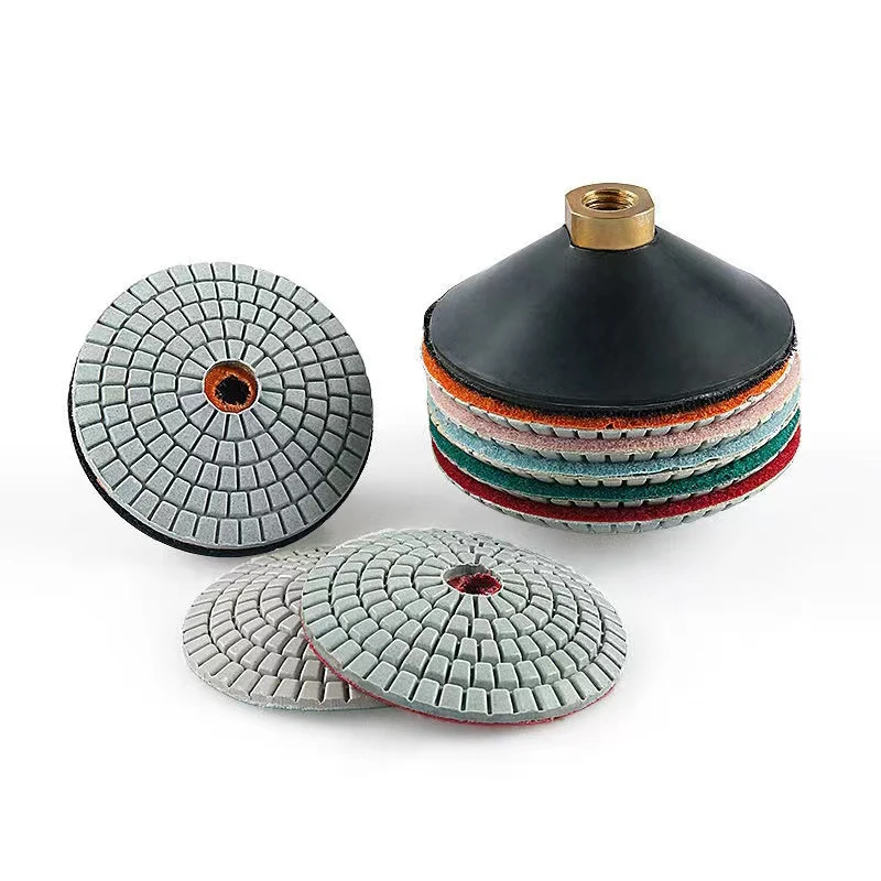 8Pcs 4 Inch 100mm Abrasive Flexible Convex Disc Diamond Arc Wet Polishing Pad For Marble Granite Stone Quartz Sink Grinding