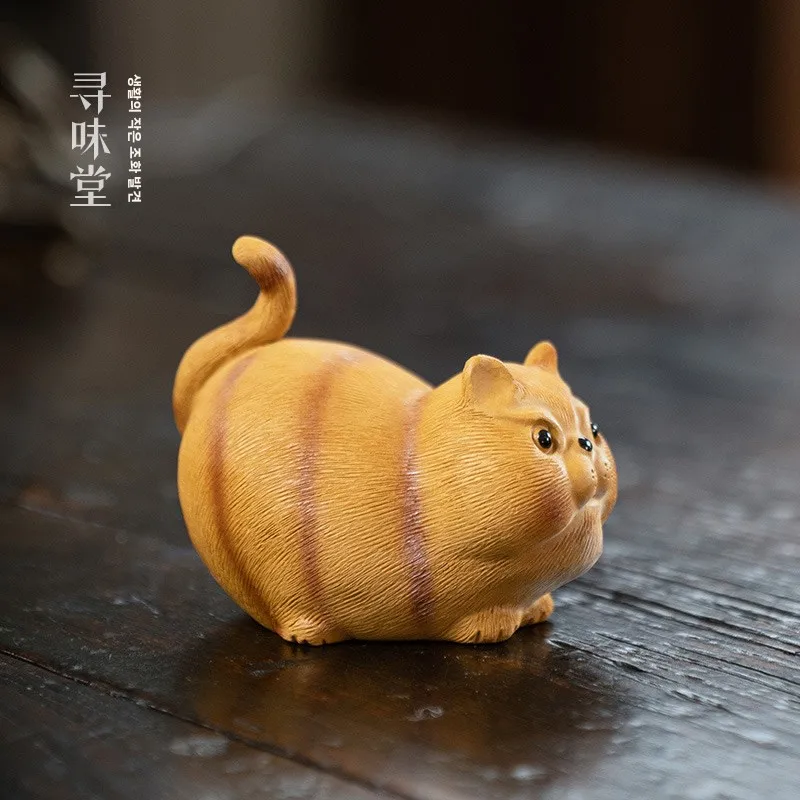 창의적인 세라믹 고양이 피규어 이싱 퍼플 클레이 오렌지 고양이 행운 고양이 프..
