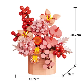 Eternal New Year Flower Bouquet Bonsai Potted Plant Micro Building Blocks Model Home Decoration Toy For Kid Birthday Gift﻿ ﻿ 7