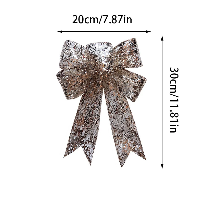 thumbnail image 1 of Christmas Ribbon Bowknot Large Gold Sequins Gauze Christmas Bow Xmas Tree Hanging Pendent 2023 Christmas Party Home Ornaments, 1 of 5