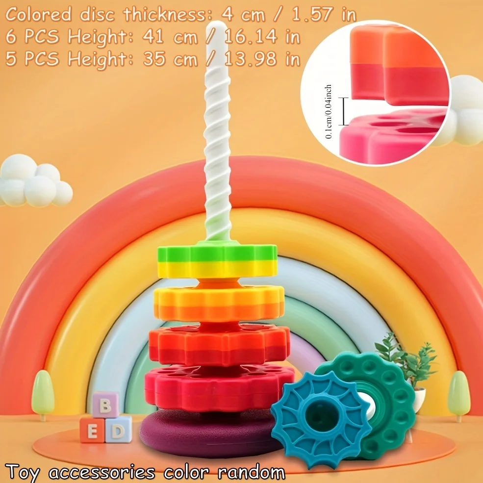 Early Education Toys, Colorful Toys, Rotating Rainbow Tower, Birthday Gifts for Children, Holiday Surprises 2
