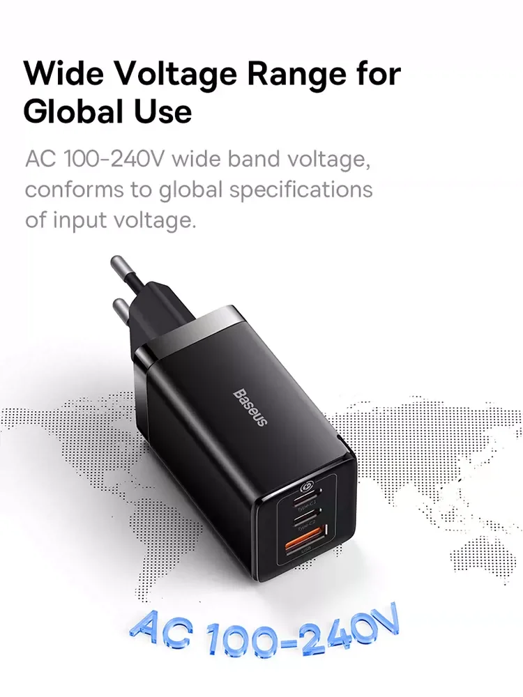 

Baseus 65W Chargeur rapide USB-C Type C USB Charger Gallium nitride charger fast charging head super fast charging is suitable f