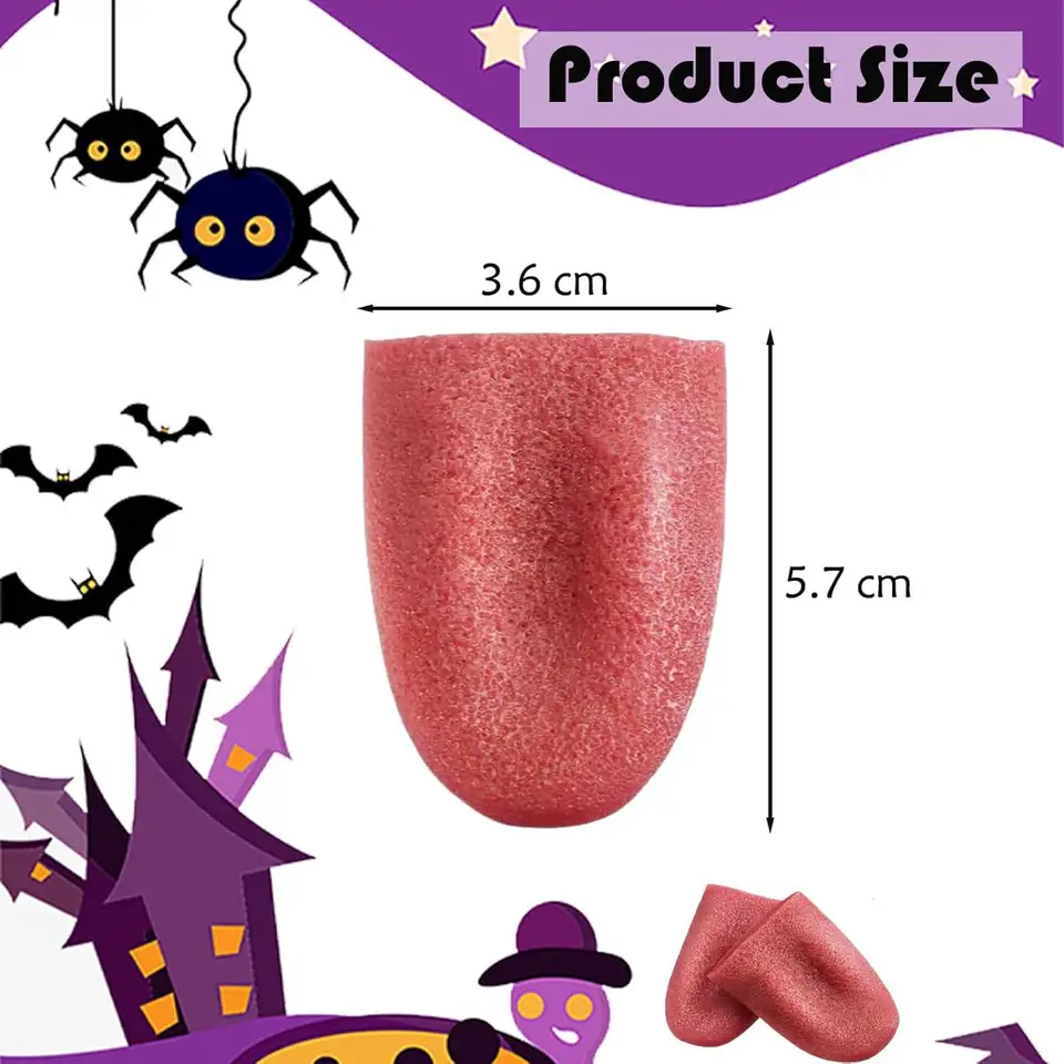 Lingua Finta Scherzosa Per Halloween - Giocattolo Di Simulazione Realistica In Gomma, 5,4 Cm, Perfetta Per Scherzi E Cosplay - 3