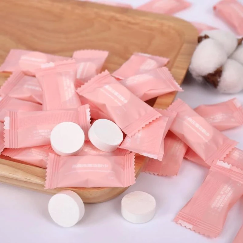 미니 압축 일회용 타월, 캡슐 타월, 매직 페이스 케어 태블릿, 야외 여행용 천, 종이 티슈, 50 개/묶음