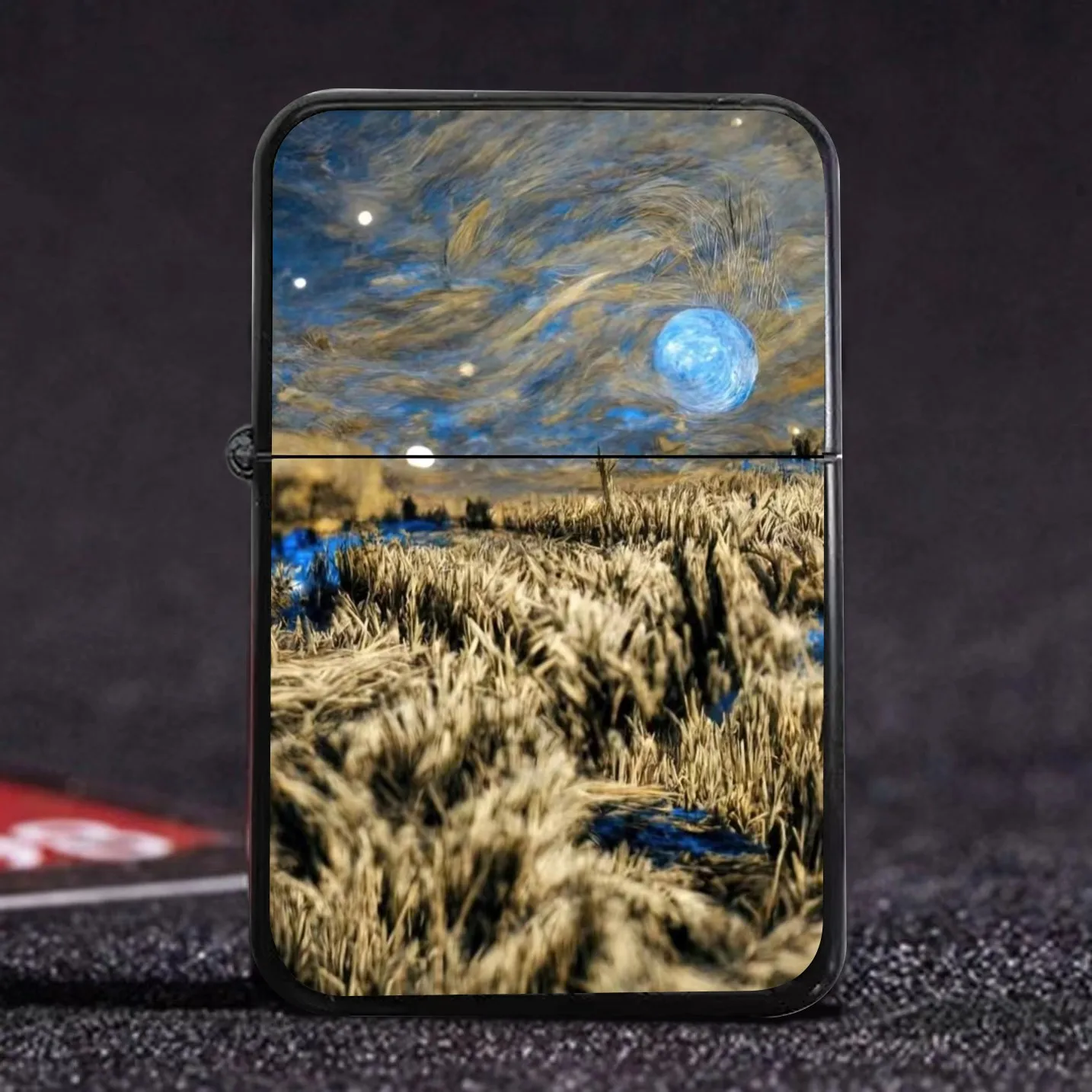 Vanishing Her Van Gogh Oil Painting Star Moon Night Kerosene Lighter Metal Kerosene Lighter Creative Gift