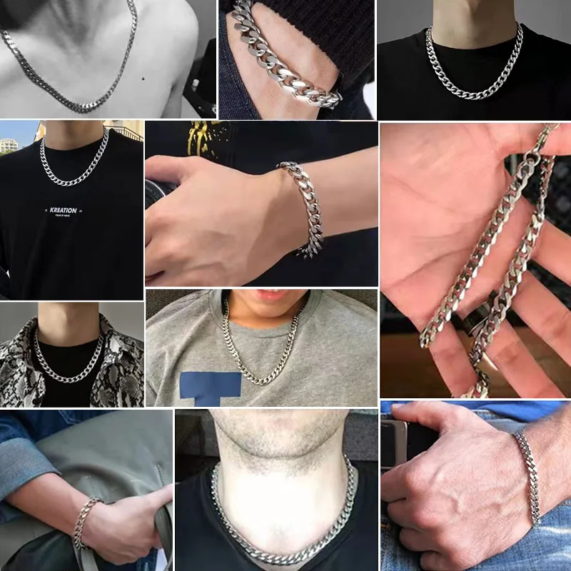 1 Meter Stainless Steel Cuban Chains Bulk for DIY Jewelry Making Crafts Bracelet Accessories Handmade Hip Hop Necklace Findings