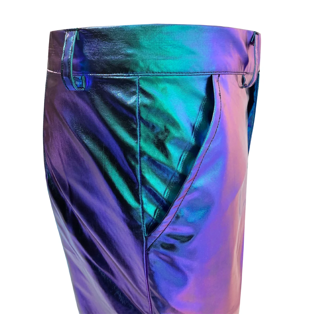 Traje holográfico iridiscente de 2 piezas para hombre, conjunto de blazer y pantalón metálicos brillantes, disfraz ajustado para fiesta disco, escenario, DJ, club profesional