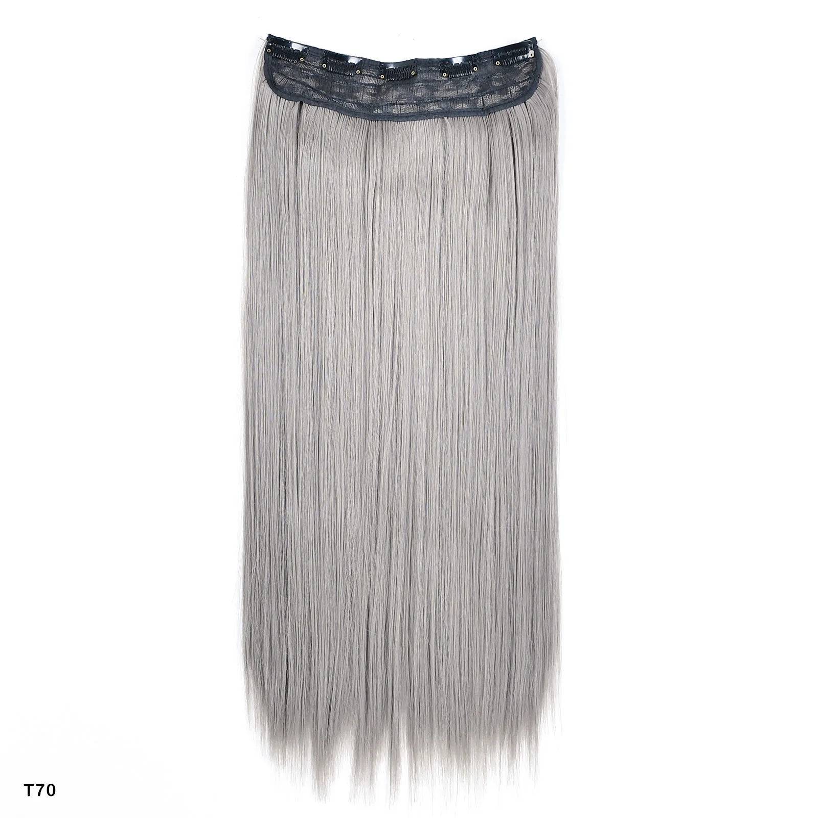 Extension capelli sintetici con clip lunga liscia grigia donna_voghion.com