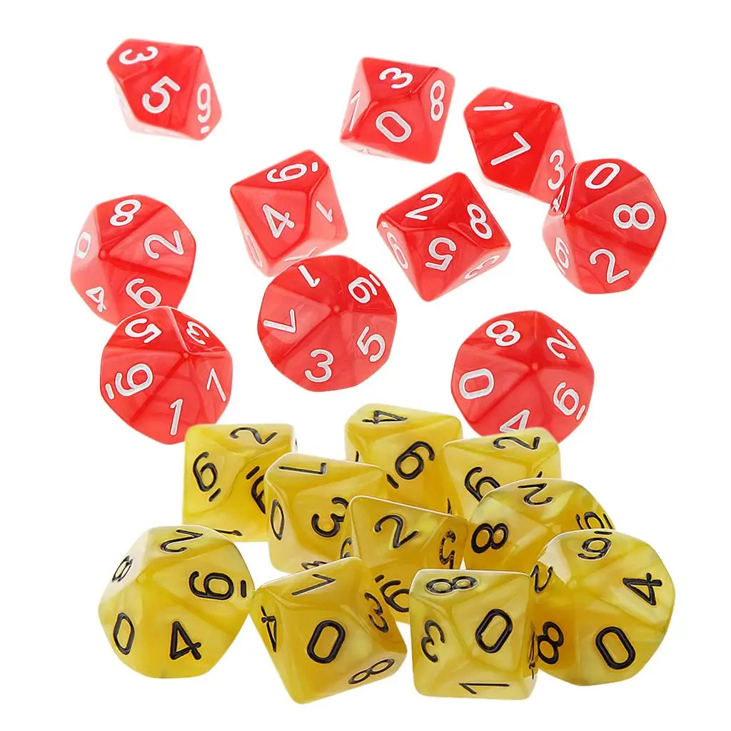 20x 22mm Ten Sided Dice D10 for Playing Roleplay