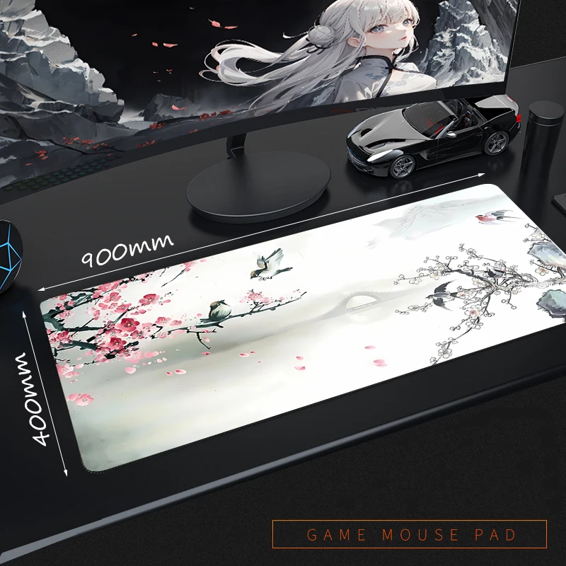 

Japanese Style Cherry Blossom Bird Sakura Mouse Pad Gamer XL Large Computer Keyboard Mousepad XXL Desk Mats Natural Rubber Table