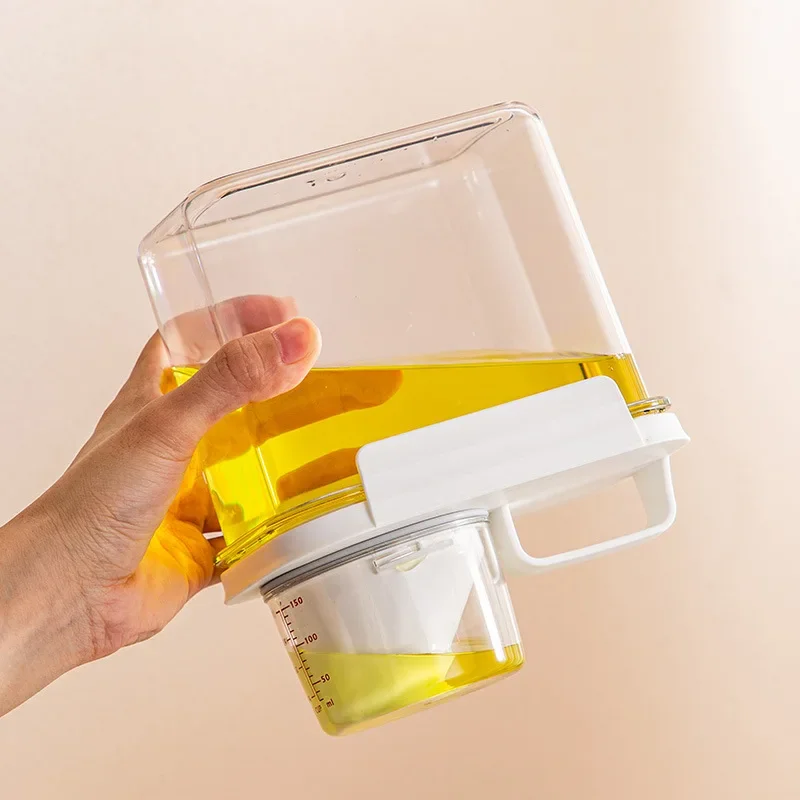 Airtight Food Storage Container Cereal Dispenser Transparent Kitchen Cereal Jar With Measuring Cup Household Organizer Box Set