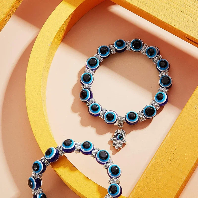 

Elastic Bracelet Men's and Women's Jewelry 10 Mm Retro Blue Eyeball Method Handmade Beads Handmade Butterfly Elephant