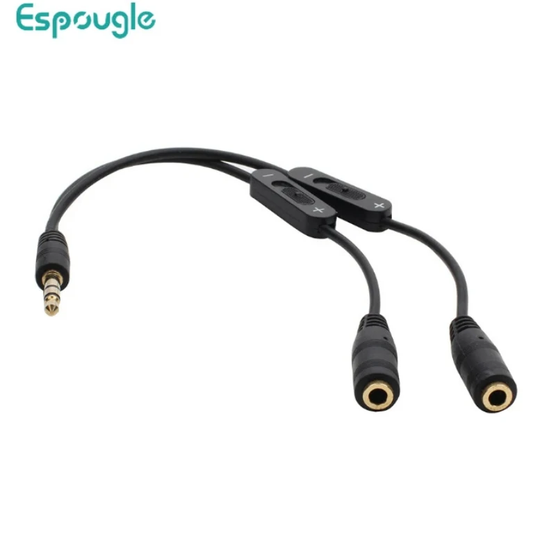 

500pcs 3.5Mm Jack Plug Earphone Spliter With Separate Volume Control Y Splitter 3.5Mm Cable Audio Stereo