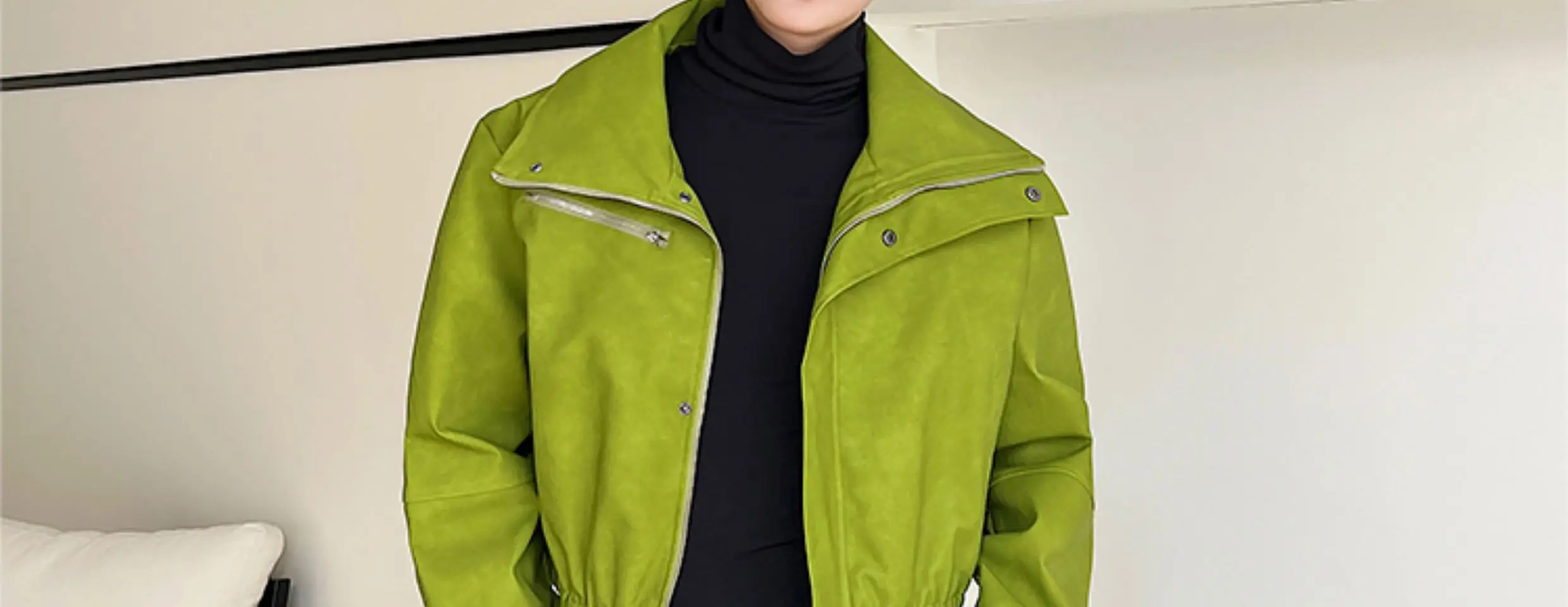 Description Picture 3 of itemLUZHEN 2024 Spring Trendy Personality Niche Design Stand Collar Leather Jacket Men's High Street Original Loose Outerwear Fdc479