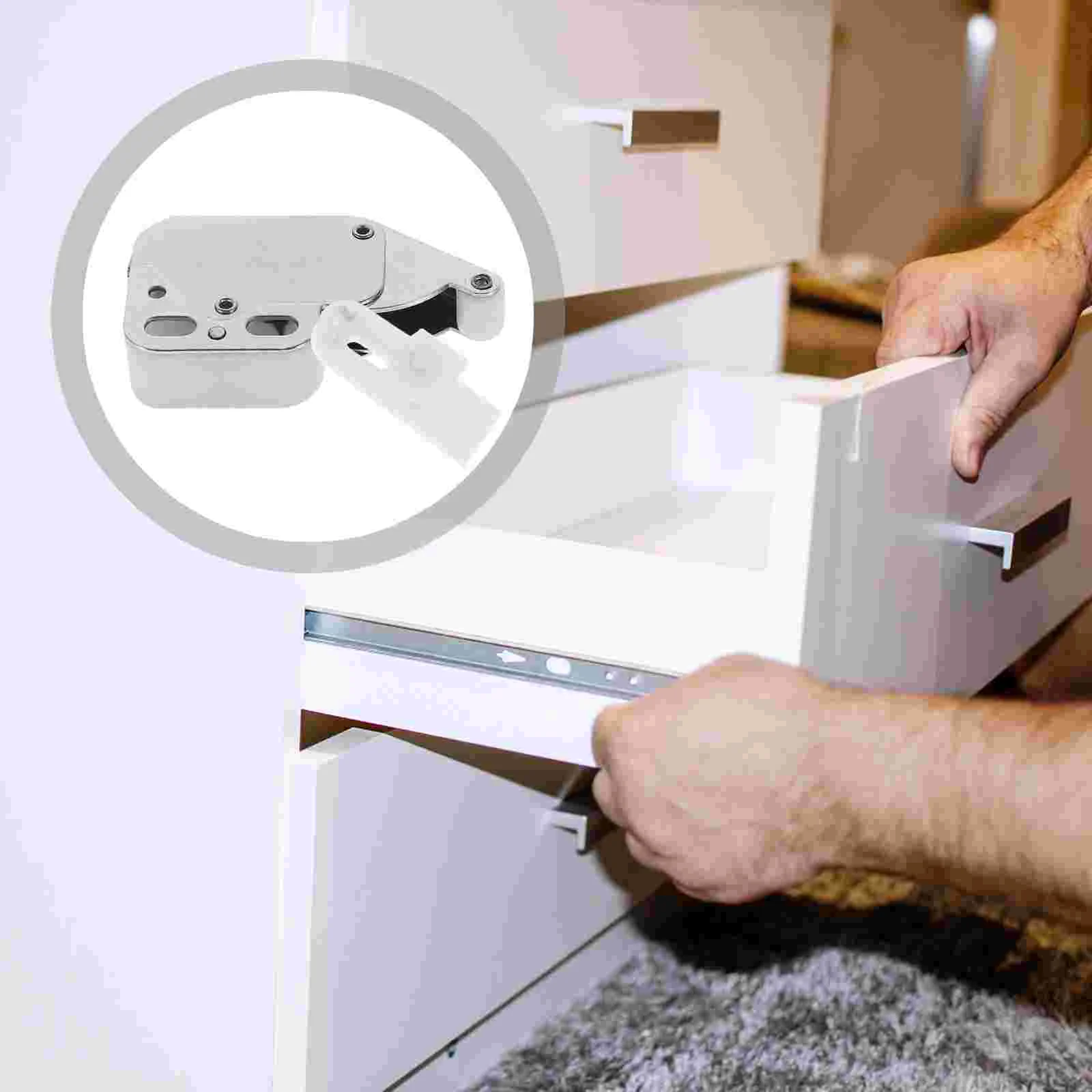 8 Pcs Self Closing Door Lock Adjustable Screw Holes Cabinet Catches Push To Open Door Latch Hidden Locks For Furniture