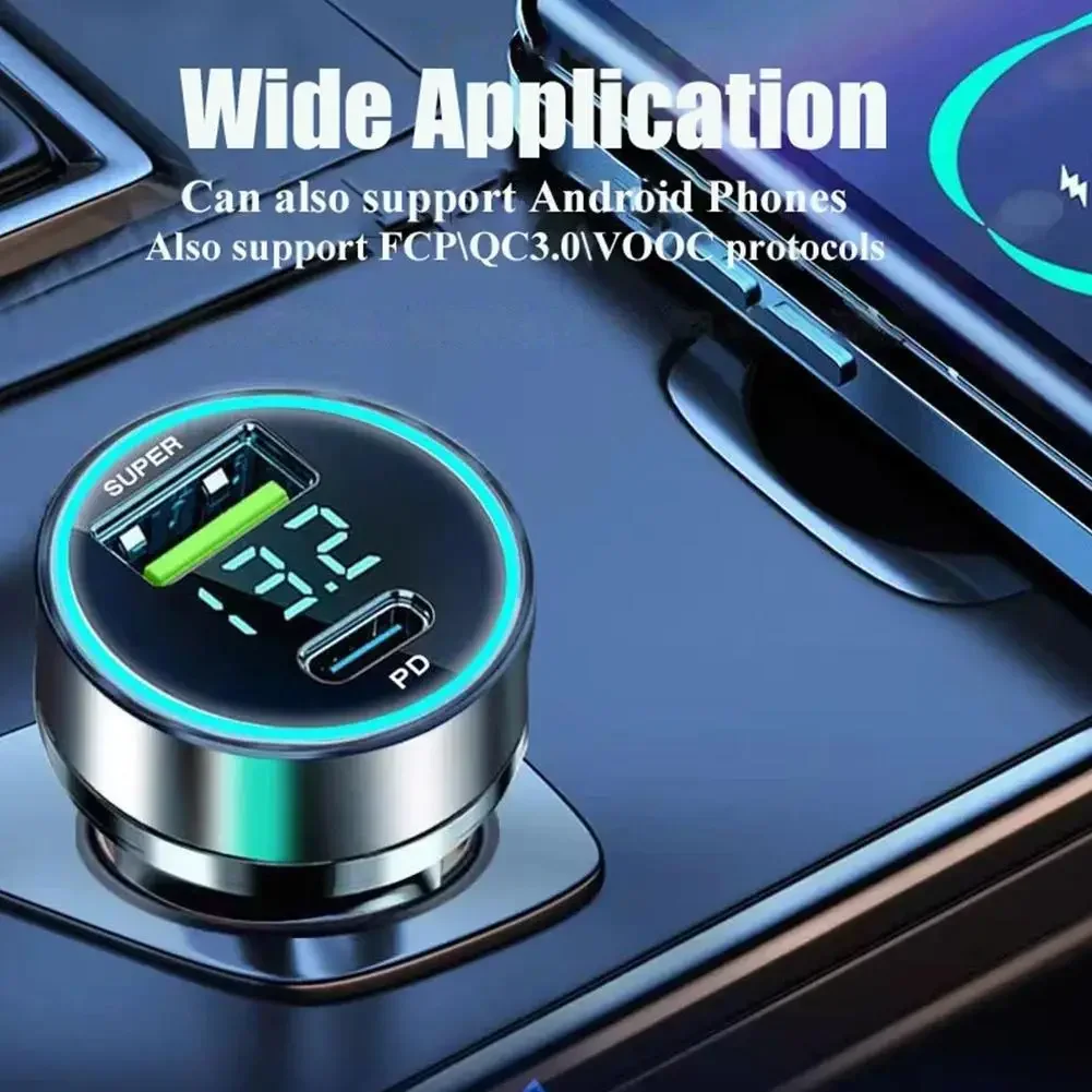 Car Charger Total 120W PD USB Car Charger Fast Charging Mobile Phone Quick Charger 3.0 Portable Adapter For iPhone 15 Xiaomi Samsung Huawei