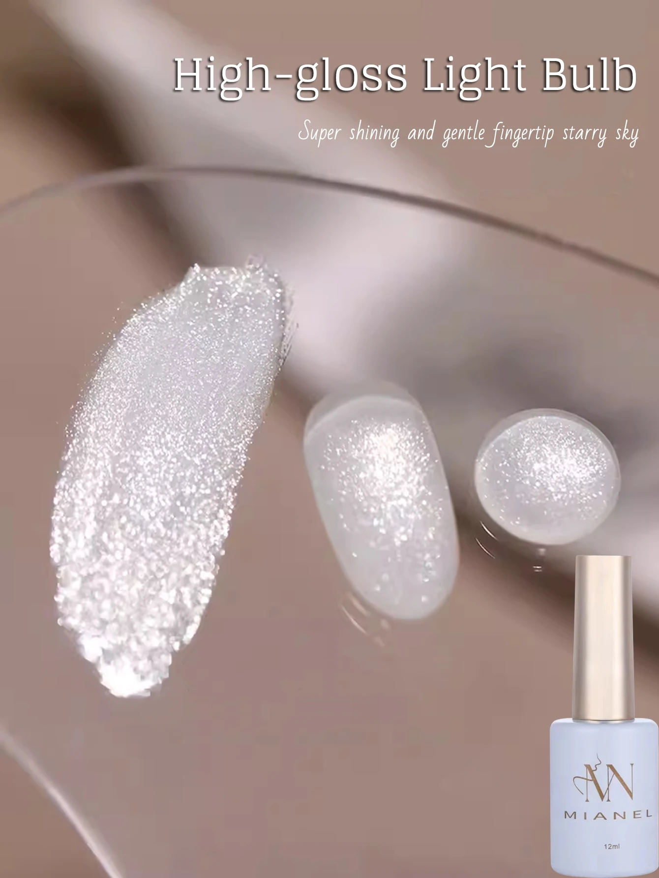 MIANEL 12ML/PCS  Milk White Gel Nail Polish, High Gloss Light Bulb Fine Glitter Powder Nail Polish New Style All-match White gel 2