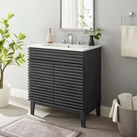Render 30" Bathroom Vanity with Sink in Charcaol White 30"W X 18"L X 32.5"H Superior Quality Sturdy and Durable 1