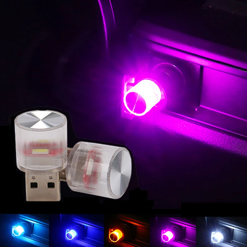 Compact USB Car Interior LED Ambient Light - Colorful & Portable Atmosphere Lamp