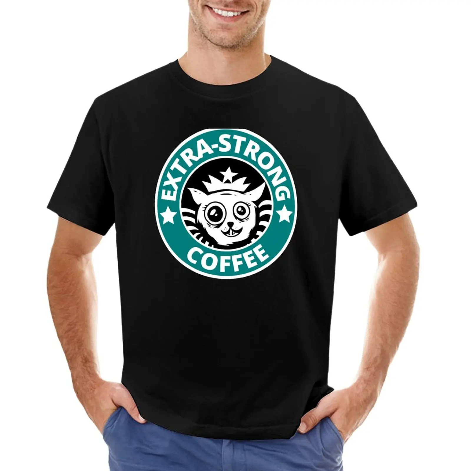 

Extra Strong Coffee Caffeinated Cat T-Shirt black t shirts fitted t shirts for men