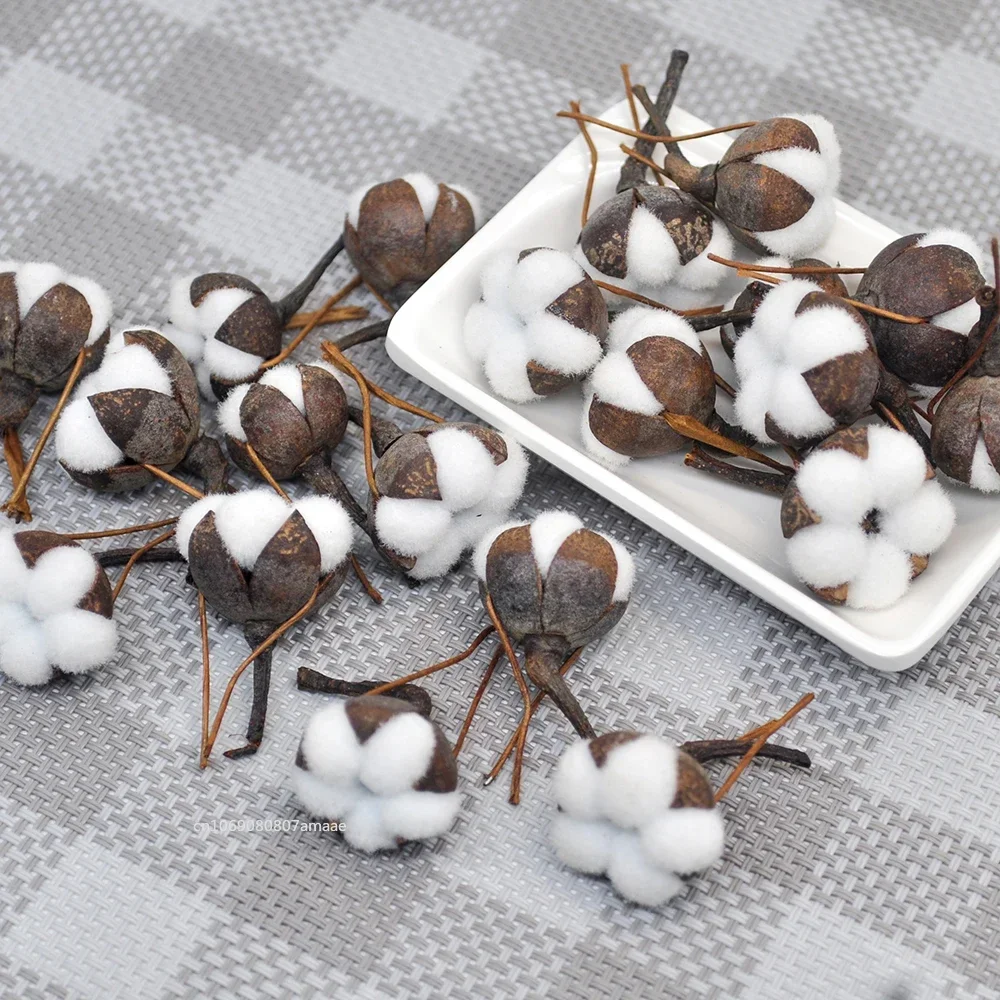 10/20pcs Artificial Kapok Natural Dried Flowers Simulation Cotton Wedding Room Easter Decor Supplies DIY Wreath Bouquet Gift Box