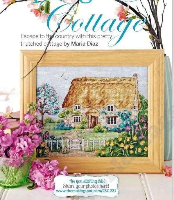 

A Country Villa in Spring Cross Stitch Kit DMC Embroidery Set Unprinted Canvas Fabric Needlework Set Home Fun 35-29