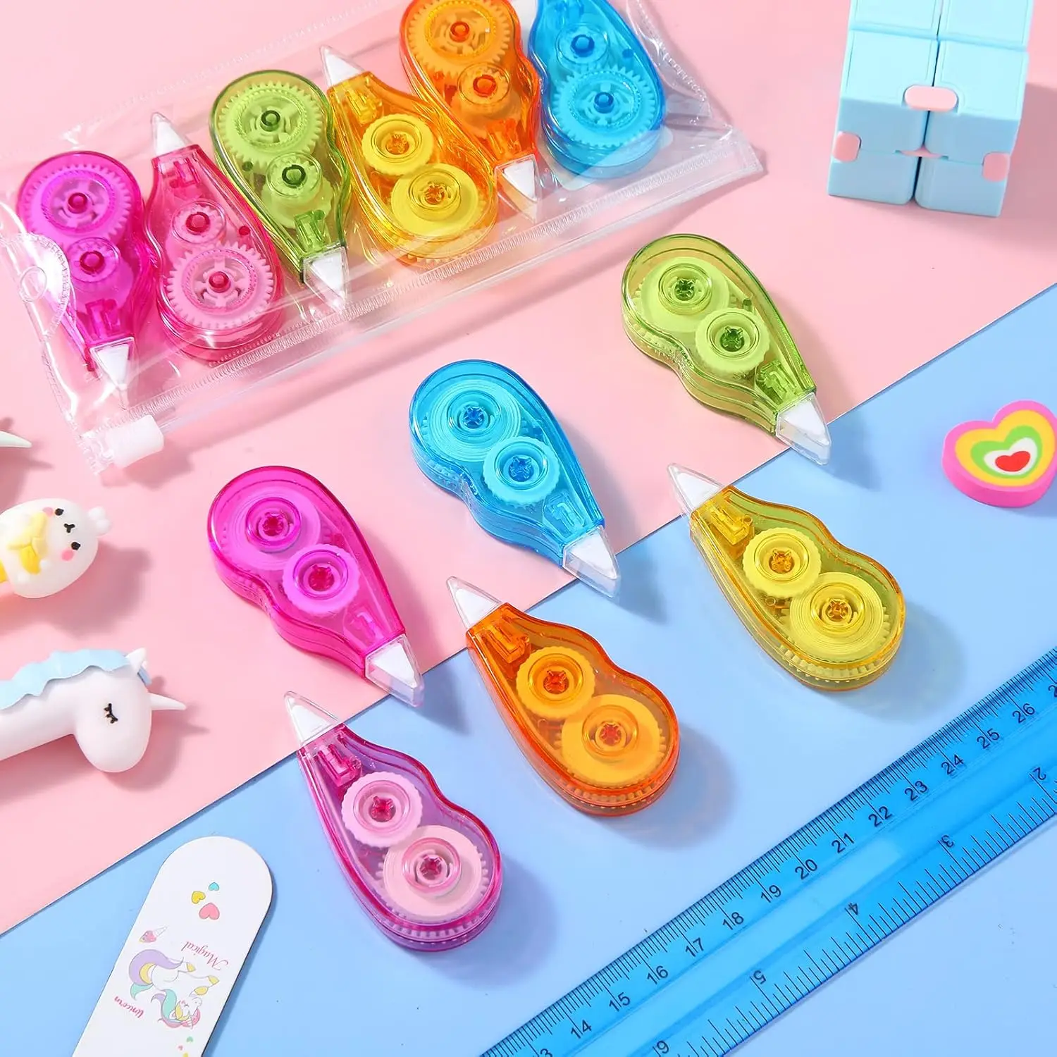 6pcs Mini Correction Tape for Instant Correction School Office Supplies (Rainbow) correction tape