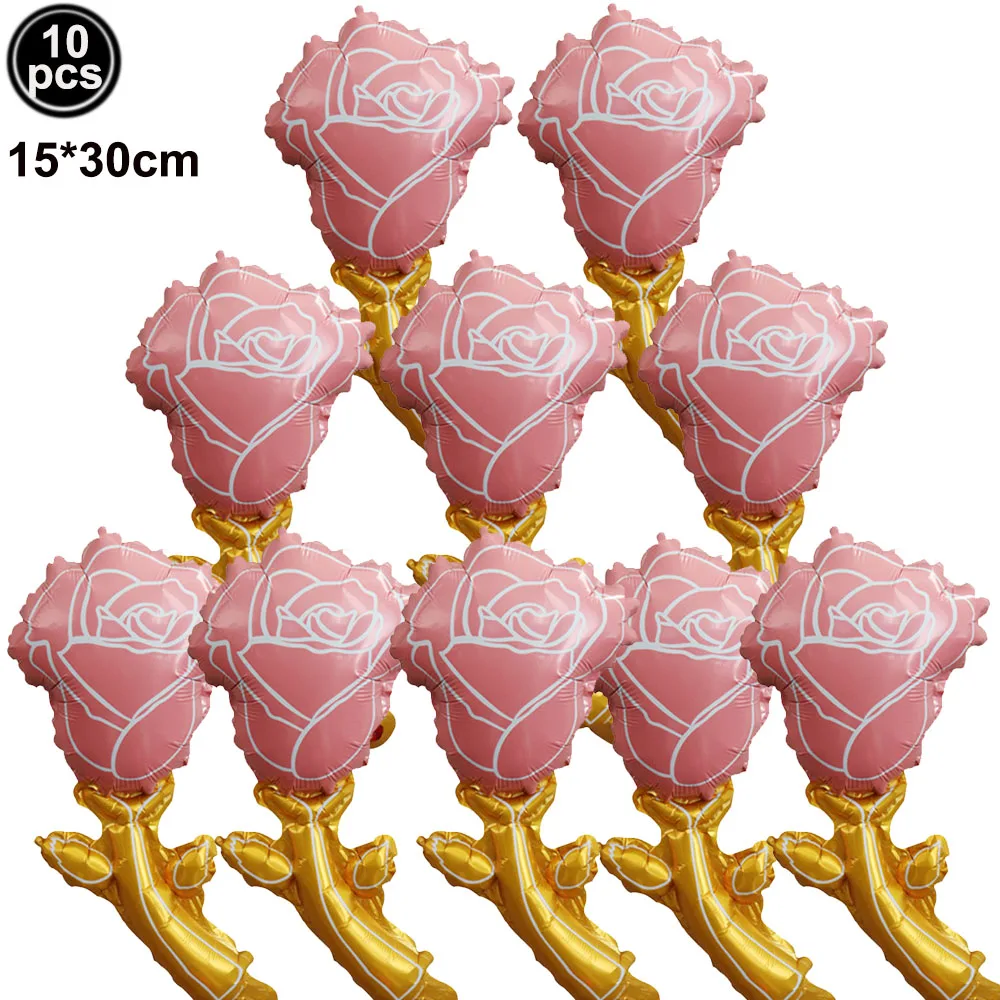 10 Stück Mini-Rosenblumen-Luftballons, Rosenförmige Luftballons, Geburtstag, Hochzeit, Ballon, Muttertag, Dekoration, Babyparty, Partyzubehör – Detail 4