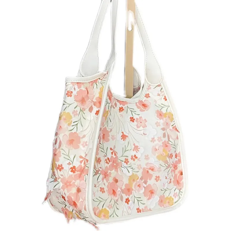 Women Canvas Floral Shoulder Bag with Purse Large Capacity Printed Shopping Tote Bag Female Fashion Casual Composite Handbag