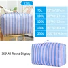 Large Capacity Storage Bag Stripe Quilt Blanket Bag Clothes Storage Bags Zipper Moving Sac Durable Wardrobe Organizer Hand Tote 2