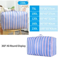 Large Capacity Storage Bag Stripe Quilt Blanket Bag Clothes Storage Bags Zipper Moving Sac Durable Wardrobe Organizer Hand Tote 2