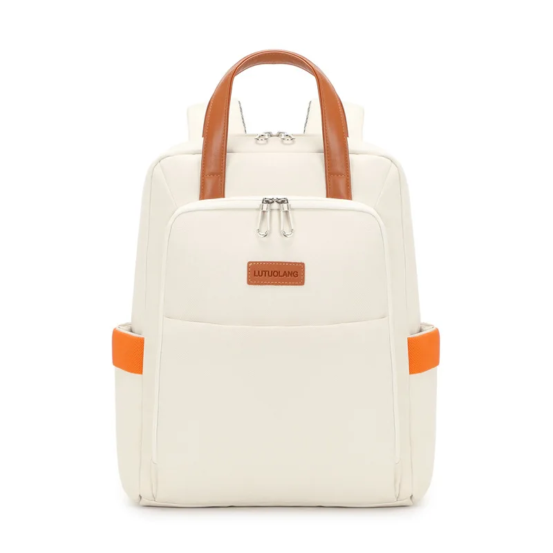 

Simple Color Contrast Backpack Large Capacity Computer Bag Multifunctional Fashion Commuter Bag Hand Carry Student Schoolbag