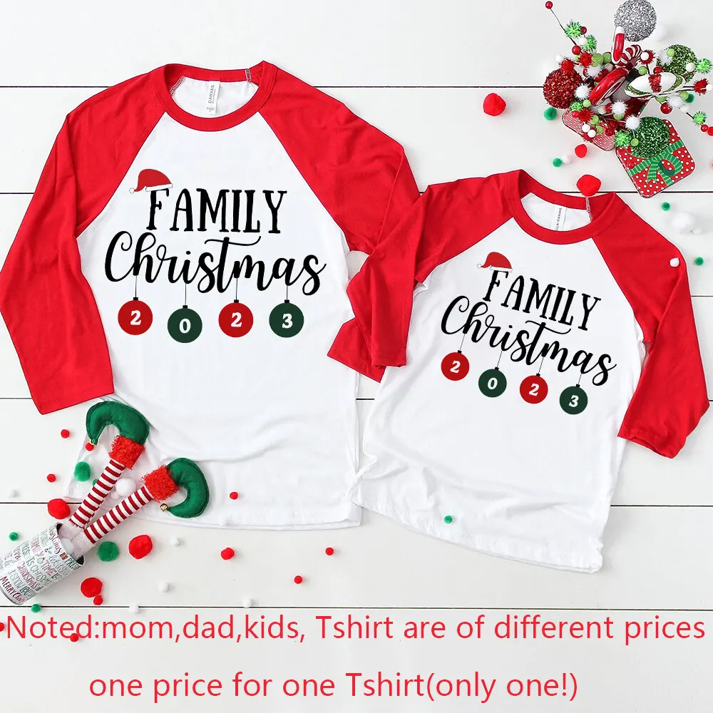 thumbnail image 5 of Conjuntos de Navidad familiares con estampados a juego 2023 Camiseta raglán de manga larga para adultos y niños Ropa familiar Conjuntos de fiesta navideña, 5 of 5