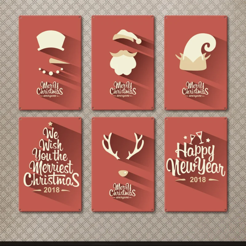 

Винтажные жестяные металлические пластины с надписью "Merry Christmas", настенное художественное украшение, новогодние праздничные подарки, домашний Железный постер для кафе