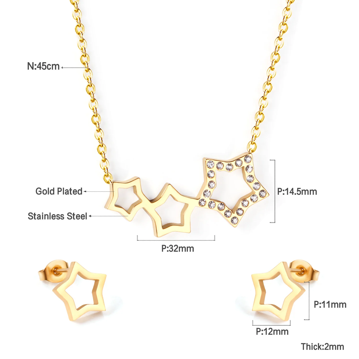 Square Heart Round Geometry Pendant Necklace Sets For Women - Image 5