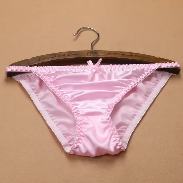 6 Color Women's Mulberry Silk Panties Silk Sexy Bikini Silk Briefs Satin  Underwear 2pcs