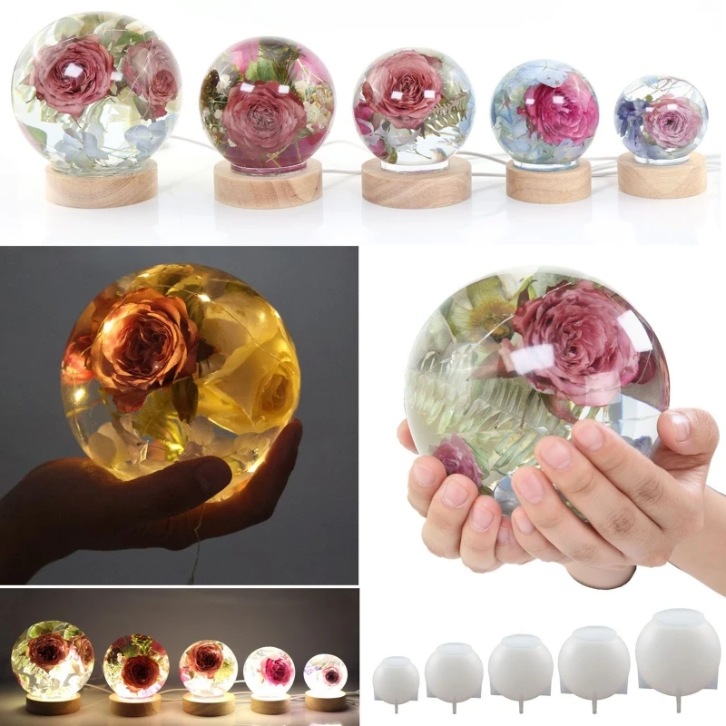 Silicone Crystal Ball Mold Round Ball Mould DIY Crafts Ornaments Decor for Epoxy Resin Jewelry Making Tools Soap 264E