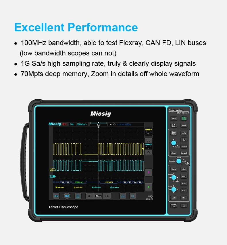 Micsig Automotive Oscilloscope Sato1004 100mhz Digital Handheld
