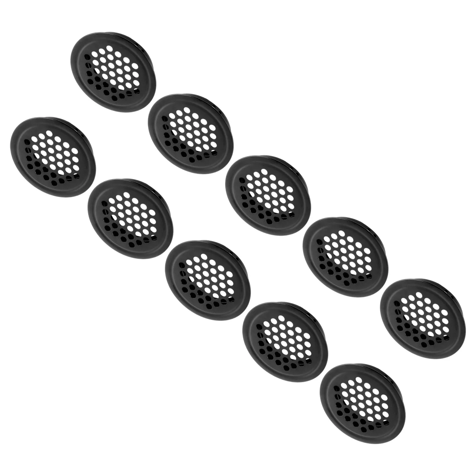 

10pcs Round Wardrobe Cabinet Mesh Hole Black Air Vent Louver Ventilation Grilles Cover Stainless Steel Black Color