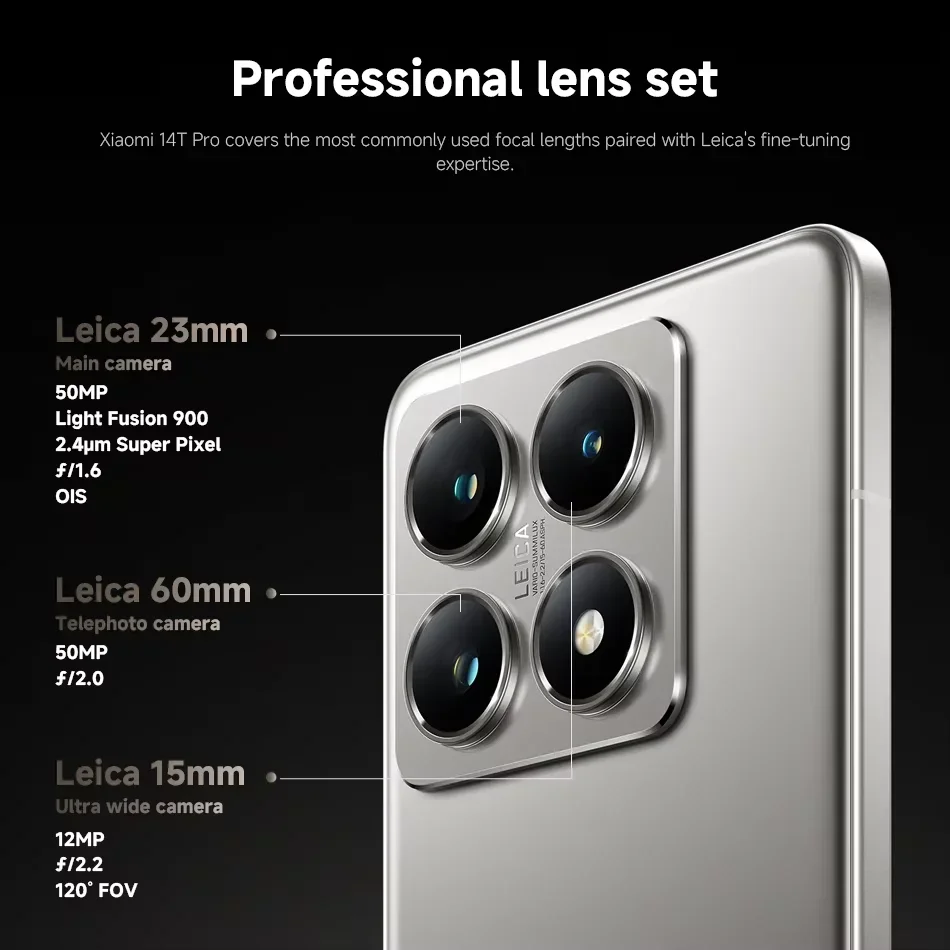 Global Version Xiaomi 14T Pro 5G Global Version 50MP Leica Camera MediaTek Dimensity 9300+ 6.67'' 144Hz AMOLED 120W HyperCharge 4