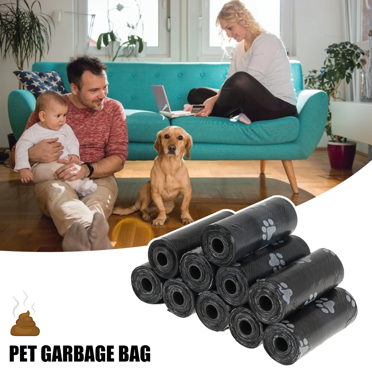 Dog Poop Bags 30Roll pet poop bags dog poop bags Disposable Pet Waste Bags Dog Waste Design Pet Poop Clean Pick Up Bone Bag Dispenser Tools