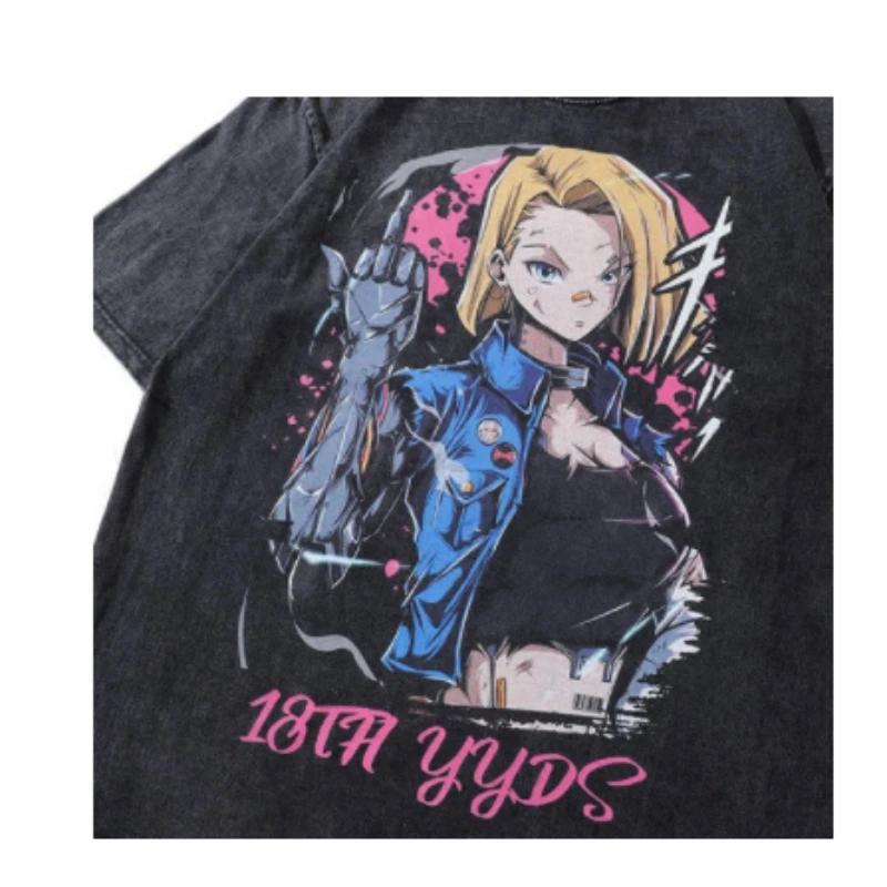 Y2K облекло Harajuku аниме модел печат тениски tide хип хоп мъжки дамски улично облекло ретро пране do old свободна къса тениска