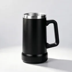 Insulated Stainless Steel Thermal Travel Mug with Handle - 24OZ (Black Beer Stein)