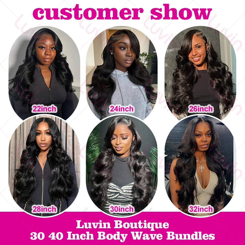 Human Hair Extensions 30 40 Inch Brazilian Virgin Body Wave Bundles