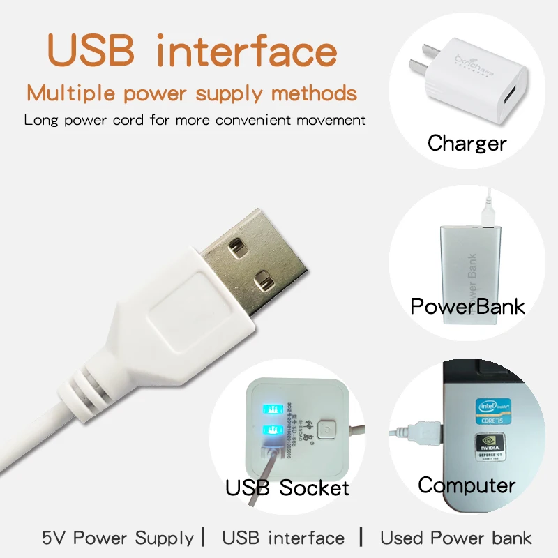 LED Light Under Cabinet Lighting Magnetic Dormitory Reading Lamp Student Desk Lights 5V USB Plug Study 3 Color Changes Kitchen Bedroom