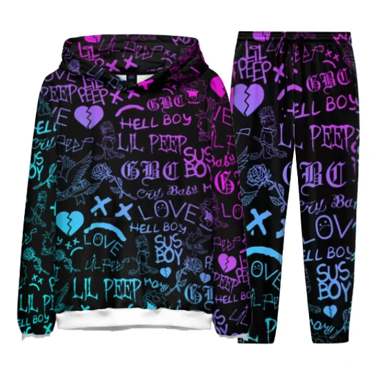 Rapper Lil Peep 3D Print Hoodies Pants Suit Men Women Hip Hop Tracksuit 2pcs Set Oversized Jogger Outfits Fashion Men's Clothing 6