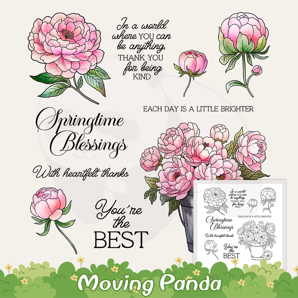 

Spring Flowers Best Wishes Cutting Dies Clear Stamp DIY Scrapbooking Metal Dies Silicone Stamps For Cards Albums Crafts Decor