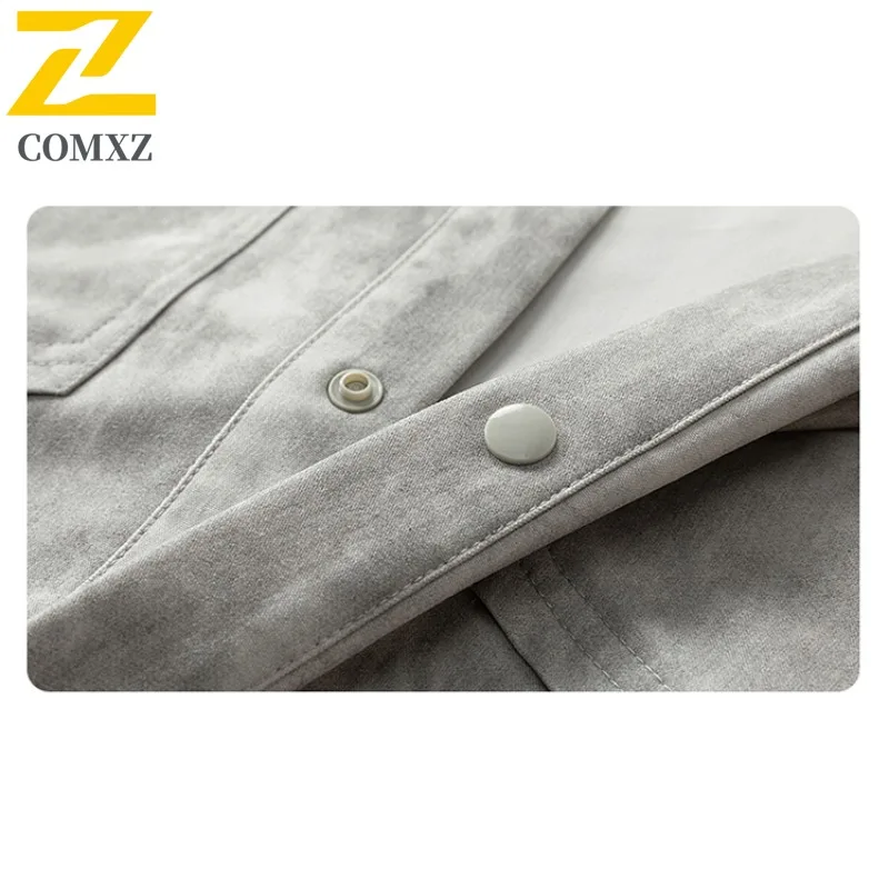 COMXZ 2025 Autumn New Jacket Men Tie Dye Warp Shirt Collar American Coat Couple Hong Kong Style Casual Fashion Lapel Workwear