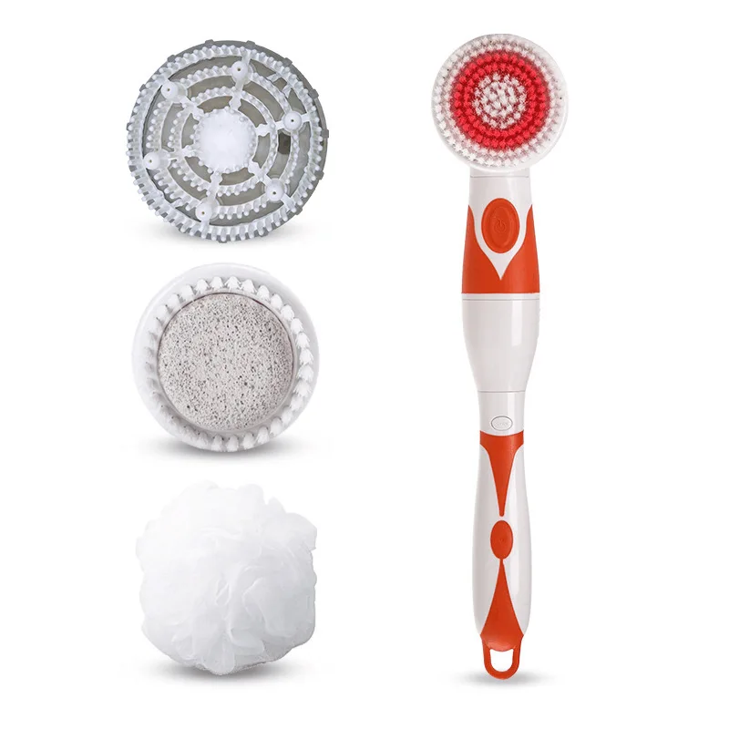 Cleaning Brush Multifunction Electric Bath Brush Massager Back-Rubbing Brush Long Handle Spinning Body Cleaning Spa Massage Shower Sets